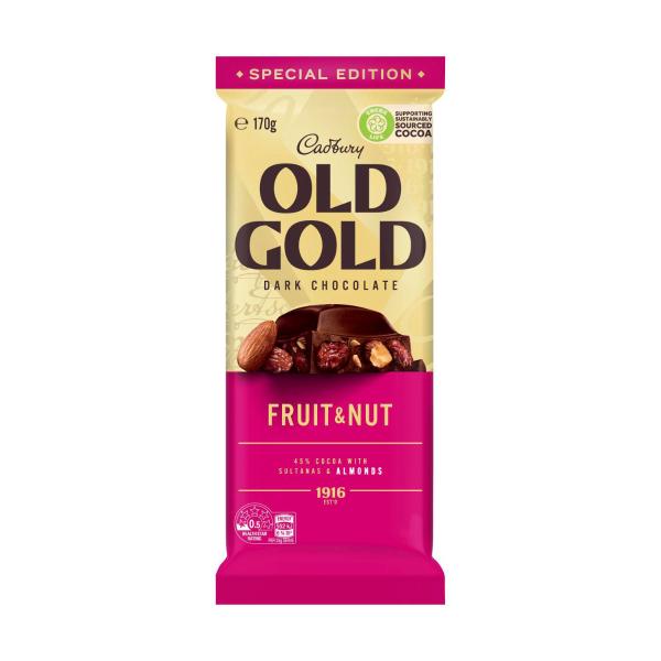 CADBURY OLD GOLD FRUIT AND NUT BLOCK CHOCOLATE:.:170 GRAM