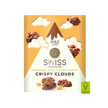 M&S SWISS CARAMEL AND MILK CHOCOLATE CRISPY CLOUDS 140G