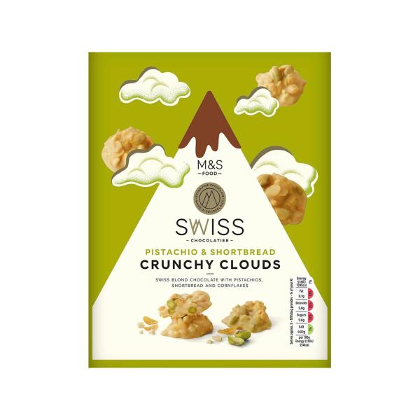 M&S PISTACHIO AND SHORTBREAD CRUNCHY CLOUDS 140G
