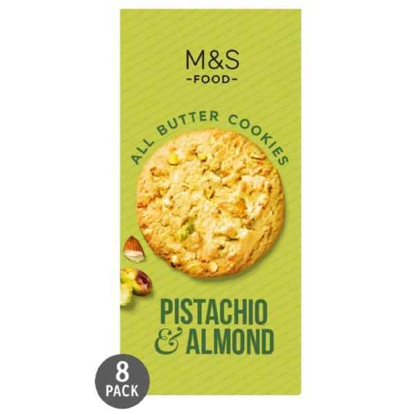 M&S 8 ALL BUTTER PISTACHIO AND ALMOND COOKIES 200G