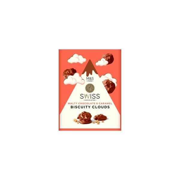 M&S MALTY CHOCOLATE AND CARAMEL BISCUITY CLOUDS 140G