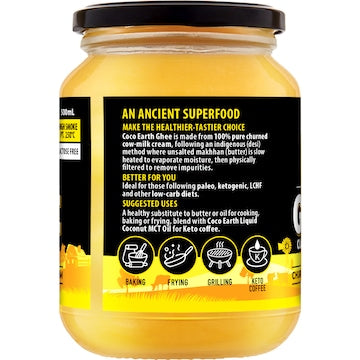 Coco Earth Ghee Clarified Butter Grass Fed 500mL