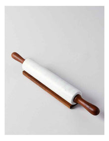 Marble Acacia Rolling Pin w Stand