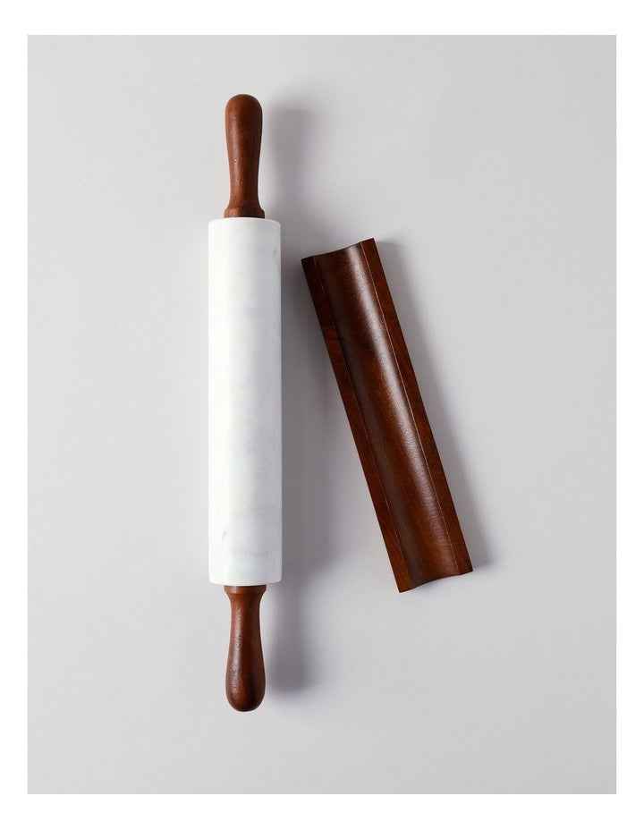 Marble Acacia Rolling Pin w Stand