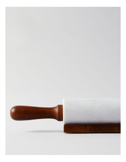 Marble Acacia Rolling Pin w Stand