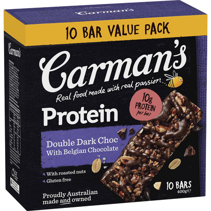 Carman's Protein Bars Double Dark Choc with Belgian Chocolate 10 pack
