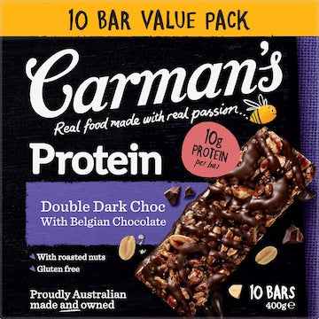 Carman's Protein Bars Double Dark Choc with Belgian Chocolate 10 pack