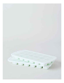 Set of 2 Ice Cube Trays Silicone with PP Lid 27.6x13x2.4cm