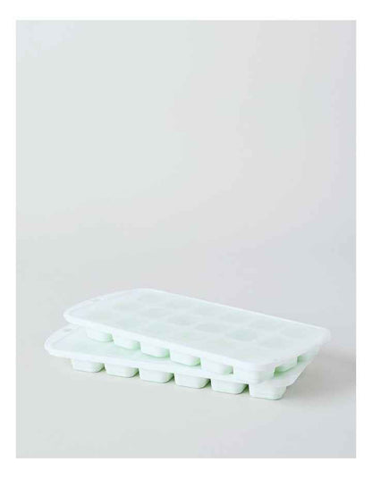 Set of 2 Ice Cube Trays Silicone with PP Lid 27.6x13x2.4cm