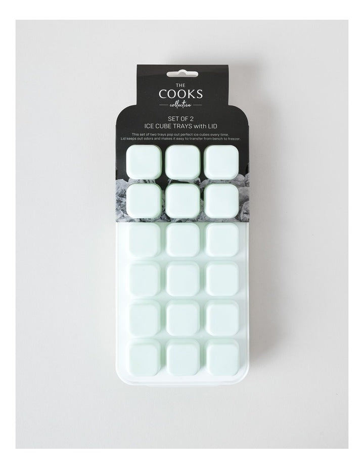 Set of 2 Ice Cube Trays Silicone with PP Lid 27.6x13x2.4cm