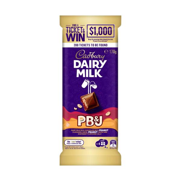 CADBURY DAIRY MILK :PB&J CHOCOLATE BLOCK:.:170 GRAM