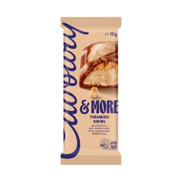CADBURY & MORE BLOCK CHOCOLATE:TIRAMISU SWIRL:.:195 GRAM
