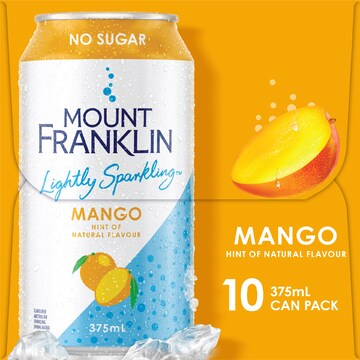 Mount Franklin Lightly Sparkling Water Mango 375mL x 10 pack
