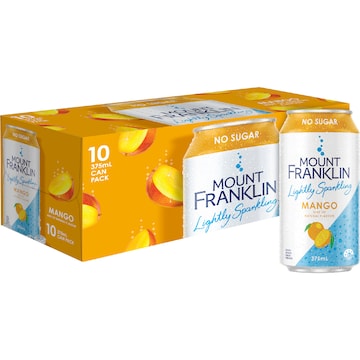 Mount Franklin Lightly Sparkling Water Mango 375mL x 10 pack