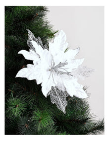 Luxe Christmas Velvet & Mesh Pick 60cm in White