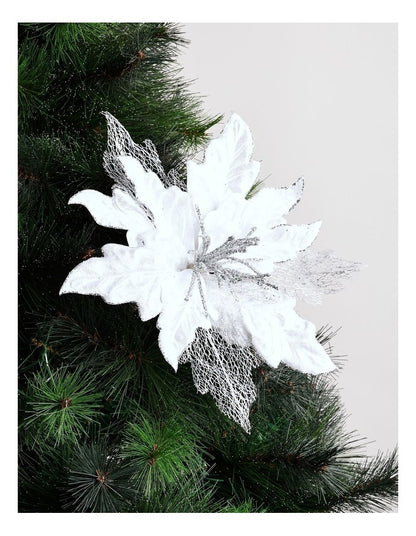 Luxe Christmas Velvet & Mesh Pick 60cm in White