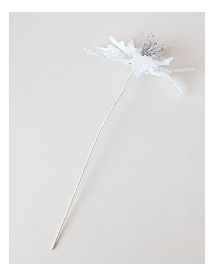 Luxe Christmas Velvet & Mesh Pick 60cm in White