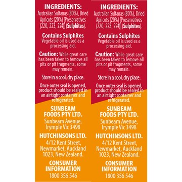Sunbeam Sultanas & Apricot 6 pack