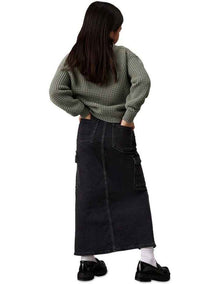GIRLS 8-16 Denim Maxi Skirt in Black