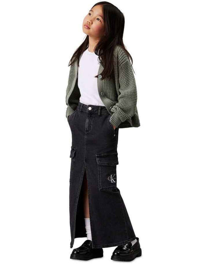 GIRLS 8-16 Denim Maxi Skirt in Black