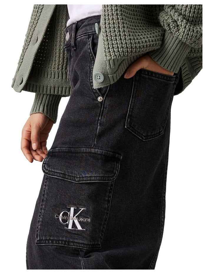 GIRLS 8-16 Denim Maxi Skirt in Black