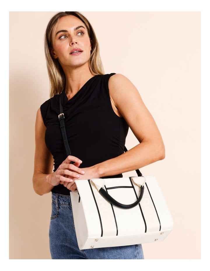Barbados Tote Bag in Chalk/Black