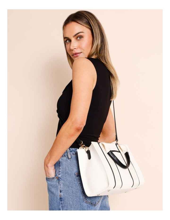 Barbados Tote Bag in Chalk/Black