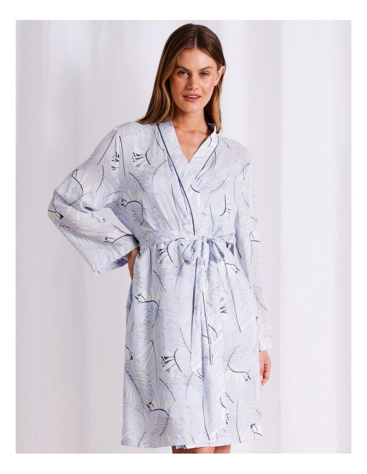 Serene Viscose Robe in Foliage Print