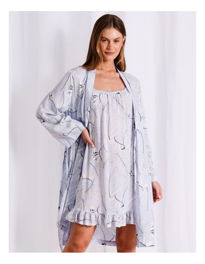 Serene Viscose Robe in Foliage Print