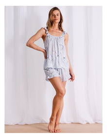 Serene Viscose Cami Boxer Set in Foliage Print