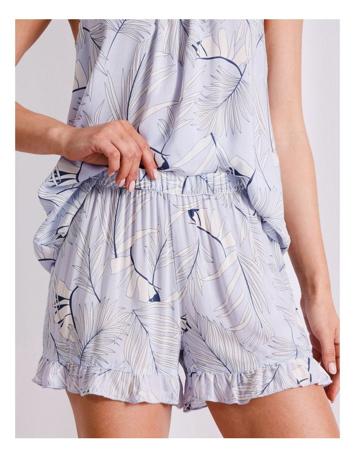 Serene Viscose Cami Boxer Set in Foliage Print