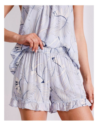 Serene Viscose Cami Boxer Set in Foliage Print