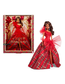 2024 Holiday Fashion Doll, Light Brown Hair with Plaid Gown
