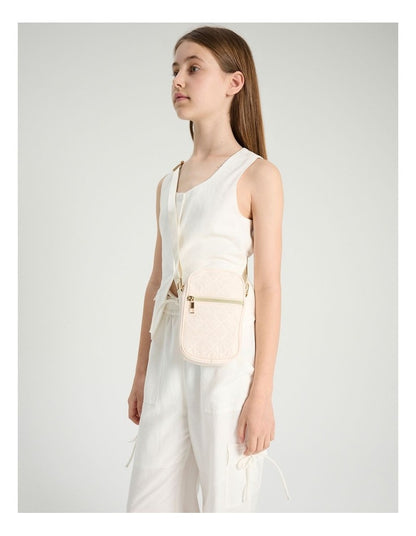 Quilted Phone Bag in Cream