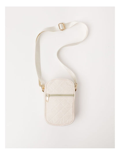 Quilted Phone Bag in Cream