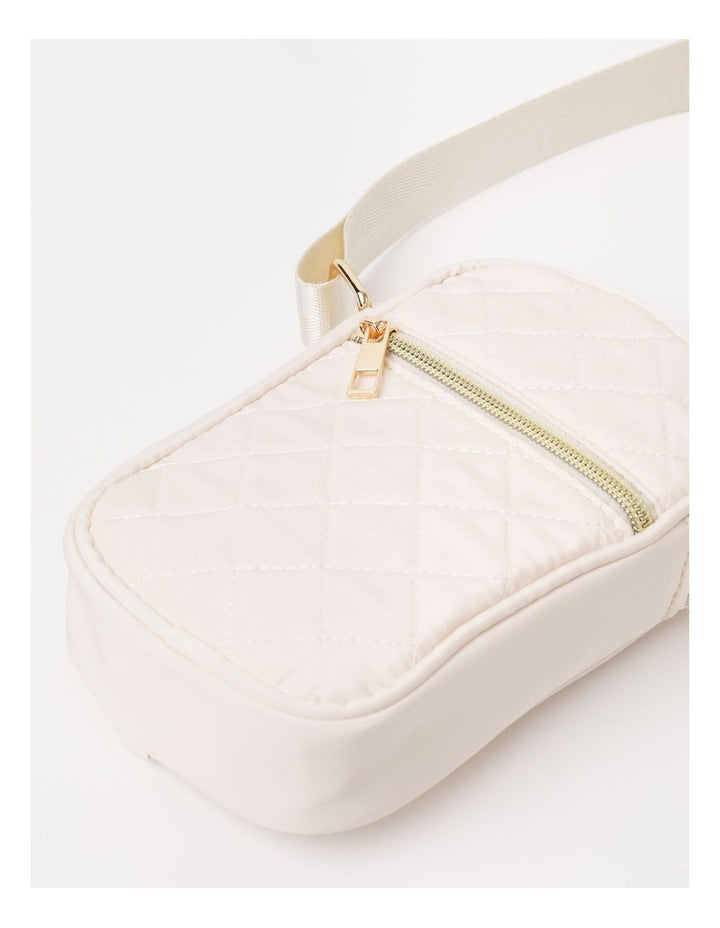 Quilted Phone Bag in Cream