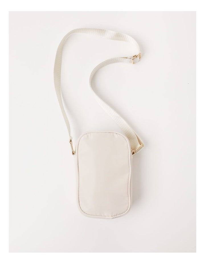 Quilted Phone Bag in Cream