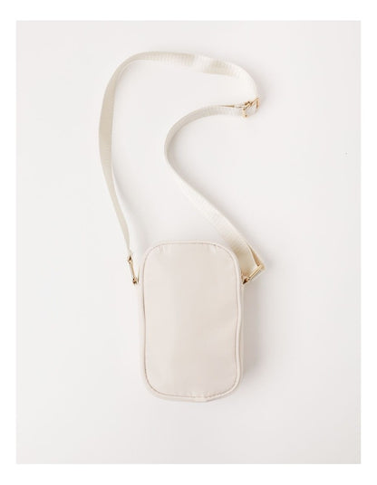 Quilted Phone Bag in Cream