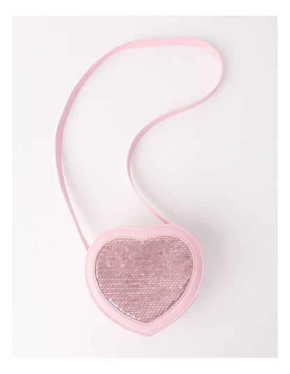 Heart Flip Sequin Crossbody Bag in Pink