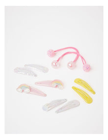 Multipack Rainbow Clips & Ties in Multi