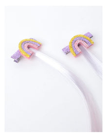 Rainbow Hair Extension Clips in Purple