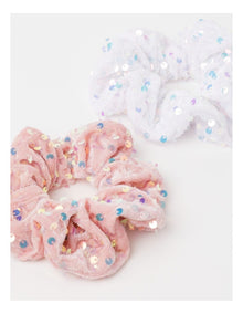 2 Pack Metallic Sequin Scrunchies in Multi