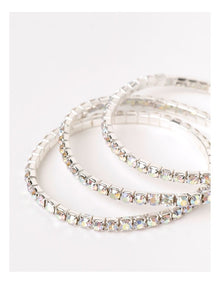 Diamante Stretch Tennis Bracelet Stack in Silver