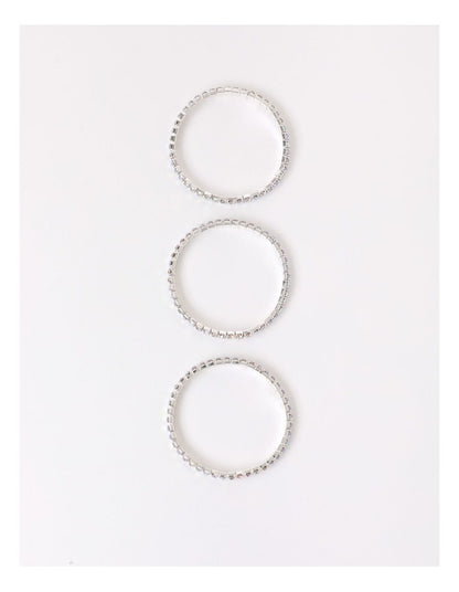 Diamante Stretch Tennis Bracelet Stack in Silver