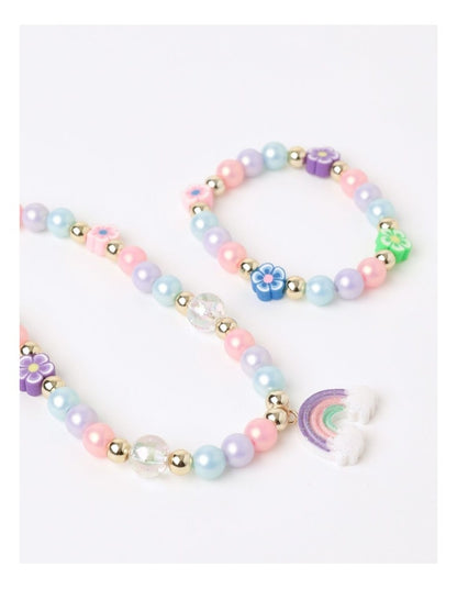Beaded Bracelet & Necklace Set in Rainbow
