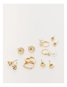 6 Pack Earring Set in Gold