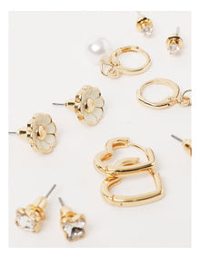 6 Pack Earring Set in Gold