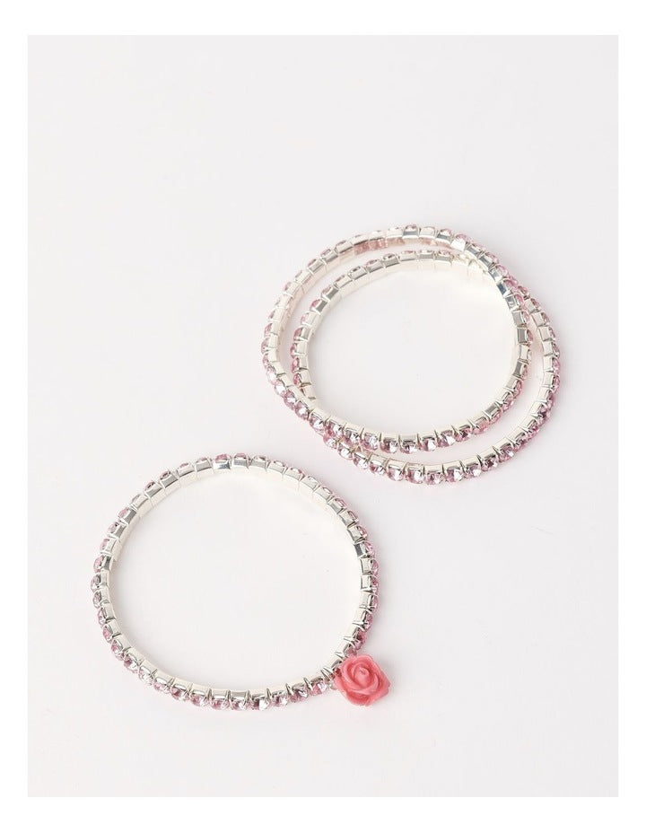 Diamante Tennis Bracelet Stack in Pink