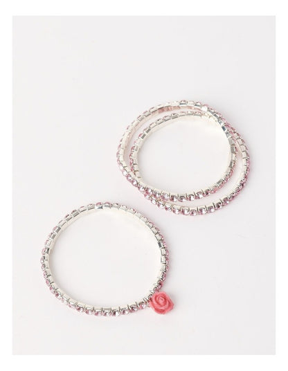Diamante Tennis Bracelet Stack in Pink