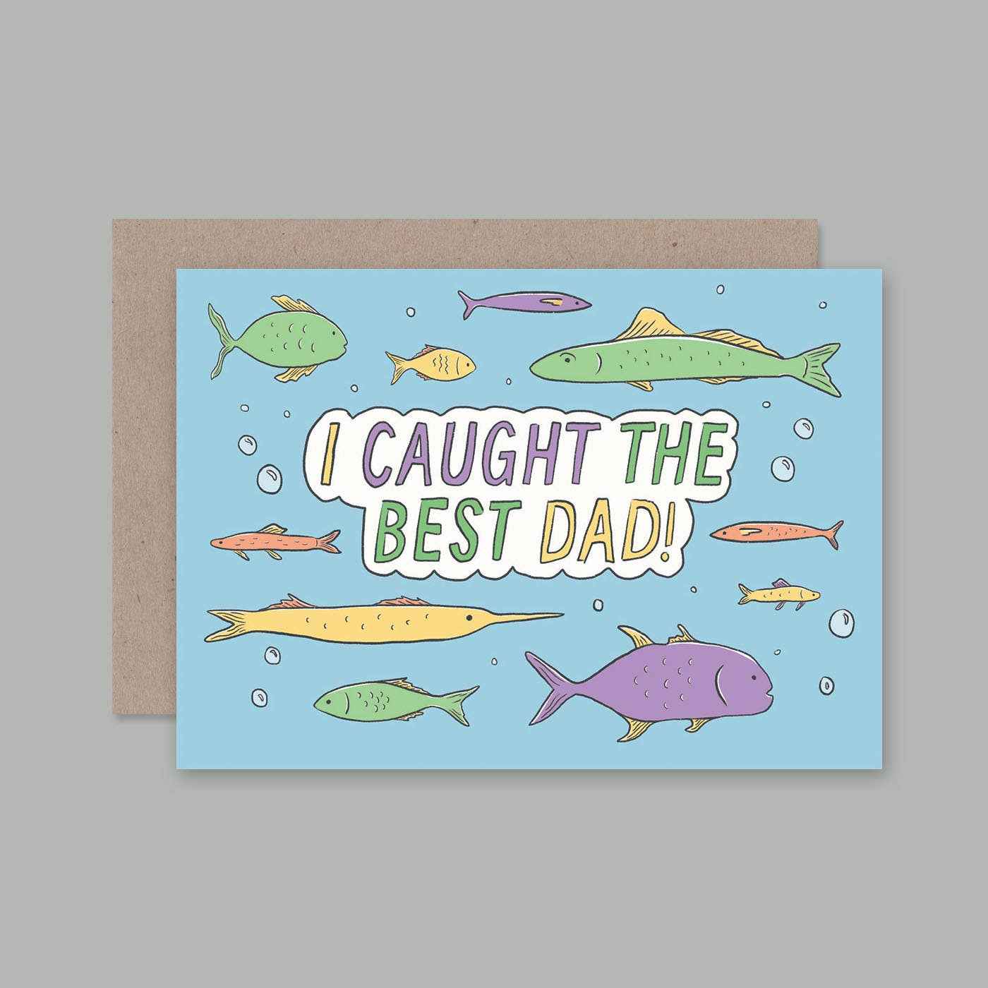 I Caught The Best Dad Greeting Cards by AHD Paper Co Farther's day Card